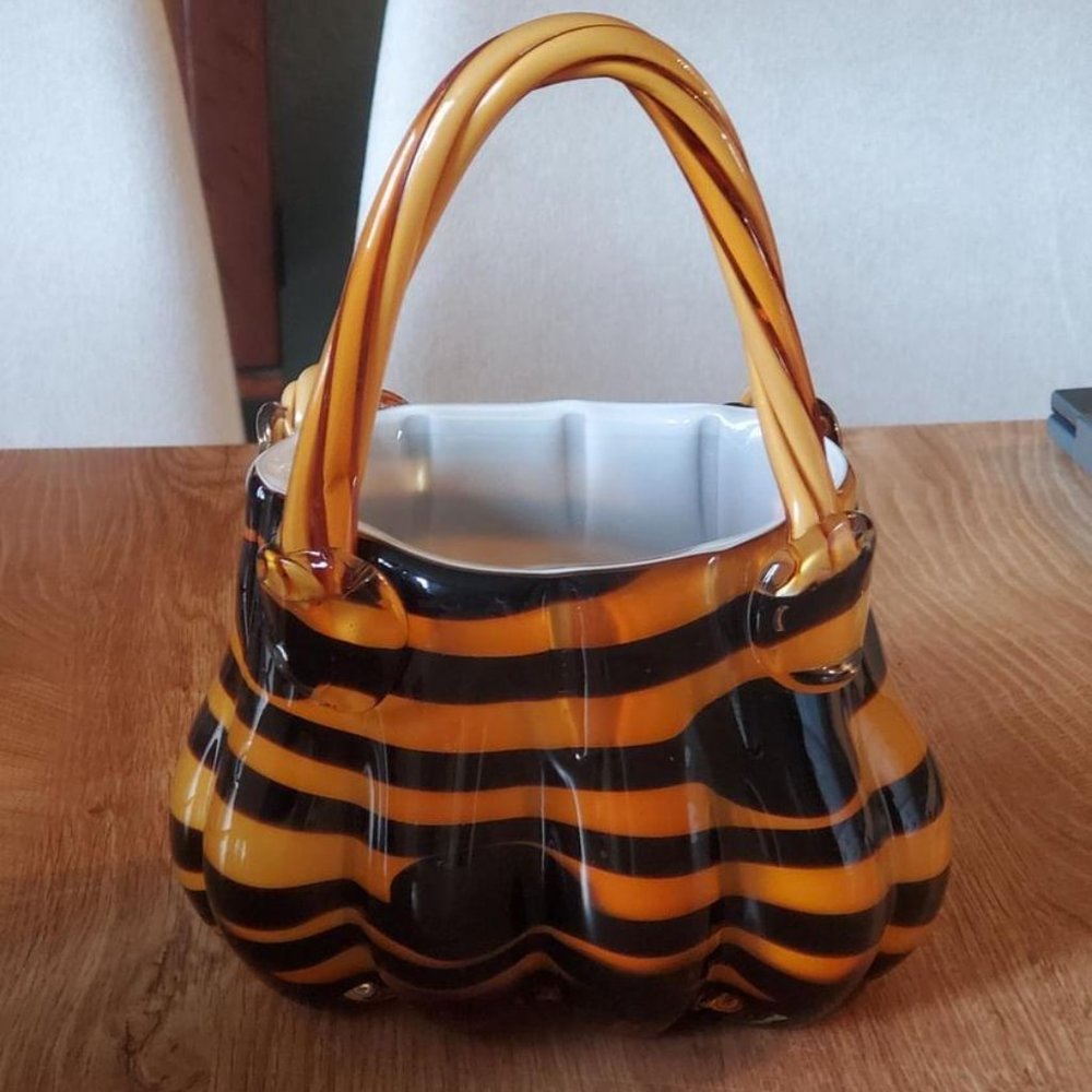 Glass Pocketbook Vase Decor Planter New in Box 9 x 6 inches